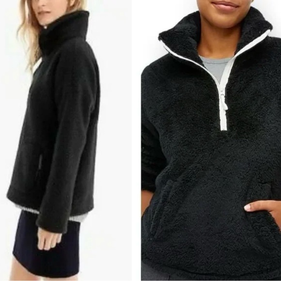 J. Crew 1/4 Zip Polartec Sherpa Pullover Black Size XS - Picture 4 of 9
